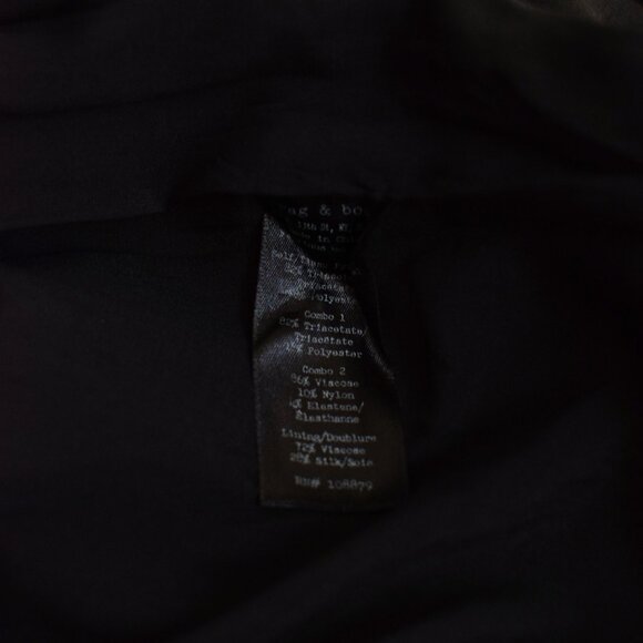 Rag & Bone Phoebe Black Mini Shift Tuxedo Dress Back Cut Out Pockets Size 0 LBD - Picture 11 of 11